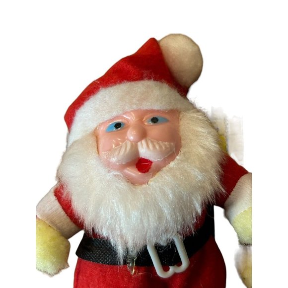 Vintage Felt Santa Claus Christmas Ornament Plastic Face MCM Lot Of 2 AS-IS - Picture 7 of 7
